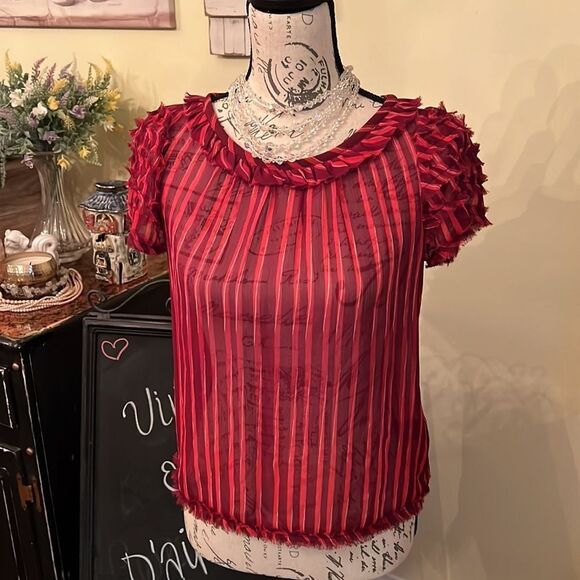 Marc Jacobs 💯 SILK Blouse Sz 2 sheer top - Picture 1 of 10